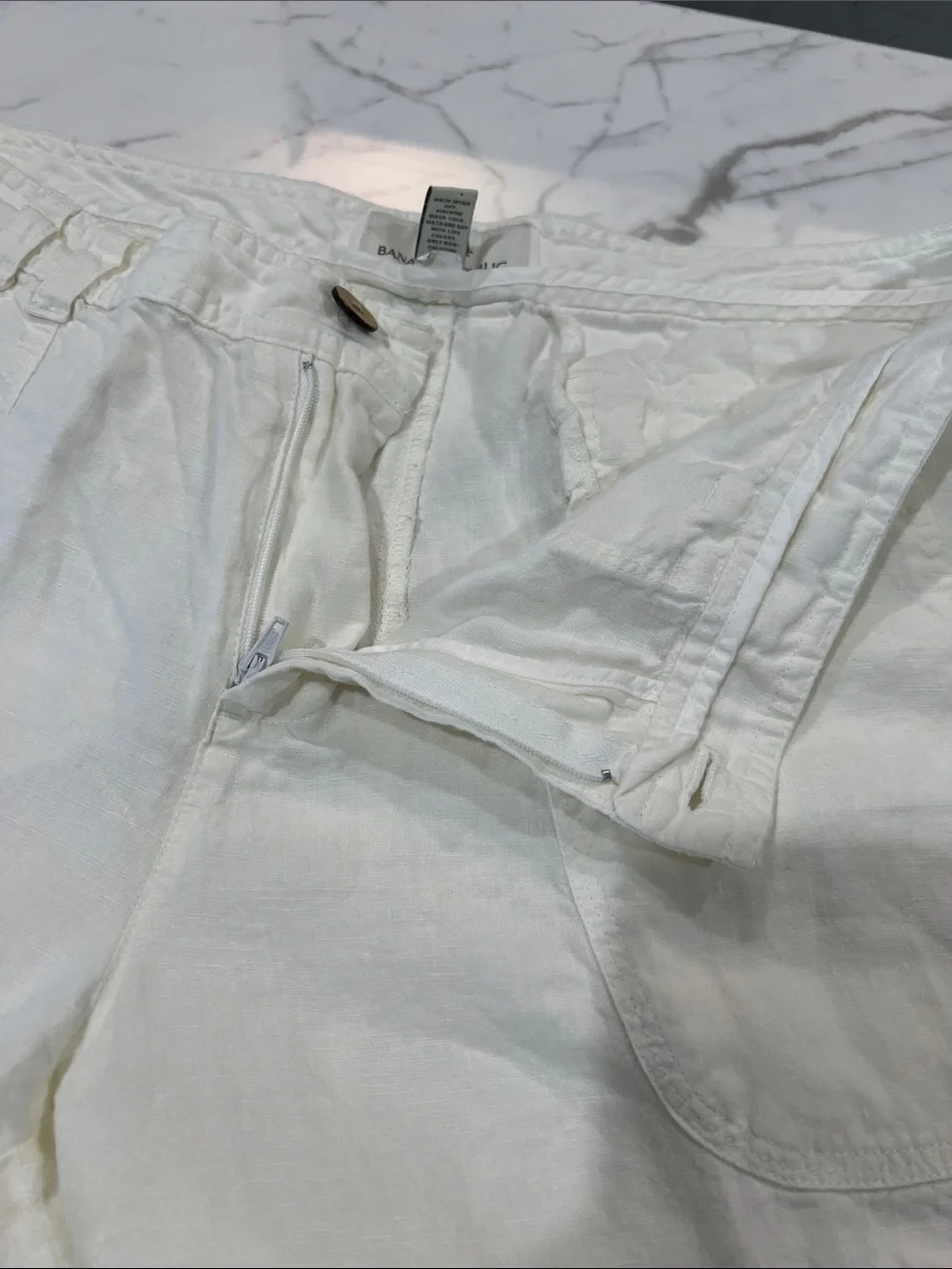 Banana Republic Organic Linen White Straight Leg Pants